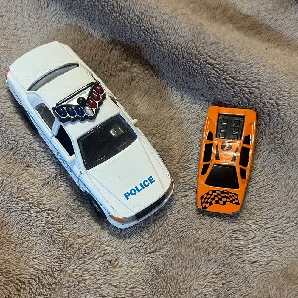 Police and Race Car Toy Set - White and Orange